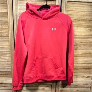 Under Armour Coral/Red/Orange Hoodie Pockets Size M